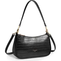 David jones - Damen Krokodil Umhängetasche, Crossbody Bag Hobo, Schwarz