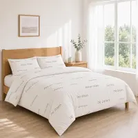 Merkloos Bettwäsche-Set Bianco Marrone, 160x200 cm, mit 2 Kopfkissenbezügen