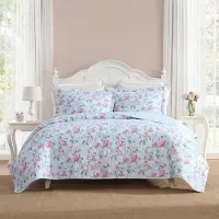 OEM Bettdecken-Set Twin, Baumwolle, Blumenmuster, Blau, 2-teilig