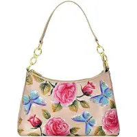 Anuschka Damen Leder Hobo Tasche mit Kettenriemen - Tooled Rose Almond