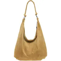 Caspar Große Damen Vintage Veloursleder Tasche Samtweiche Schultertasche aus Led