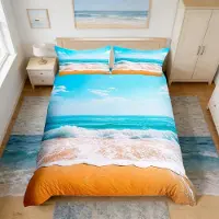OEM Bettwäsche-Set Ozean-Motiv King-Size 230x220 cm 2 Kissenbezüge