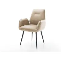 DELIFE Esszimmerstuhl Zoa-Flex Mikrofaser Beige Vintage 4-Fuß konisch Schwarz Taschenfederkern