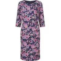 Witt Jerseykleid "Druck-Kleid Etuikleid mit Falten an der Taille", Damen, Gr. 54, N-Gr, bunt (marine, puder, bedruckt), Elegant, Rundhals, Kleider Jerseykleid