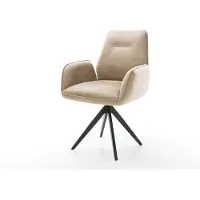 DELIFE Esszimmerstuhl Zoa-Flex Mikrofaser Beige Vintage Kreuzgestell kantig Schwarz Taschenfederkern