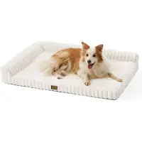 Merkloos Orthopädisches Hundebett Hundekorb - 112 x 81 cm - Naturweiß - Waschbarer Bezug - Für große Hunde mit Gelenkproblemen