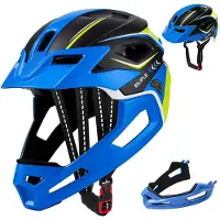 OEM Kinder-Fahrradhelm 2-in-1 mit Kinnschutz, 52-56 cm, schwarz/blau