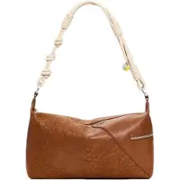 Desigual mittlere Tasche braun Stickerei Metalllogo