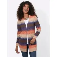 Witt Strickjacke "Long-Strickjacke Longstrickjacke in verschlussloser Form", Damen, Gr. 46, jeansblau, sand, meliert, Strick, , Sportlich, V-Ausschnitt, Strickjacken Strickjacke