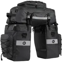 Merkloos Fahrradtasche 3-in-1 Gepäckträgertasche Rucksack - 75 Liter - Wasserdicht - Schwarz - Für Fahrrad und Reise