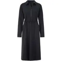 Création L Polokleid "Jersey-Kleid Polokleid mit Weitenregulierung auf Taillenhöhe", Damen, Gr. 46, N-Gr, schwarz, Modisch, Kleider Polokleid