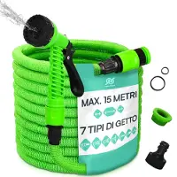 Merkloos Verlängerbarer Gartenschlauch, 15 Meter, mit 7 Funktionen für wasserdichte Reinigung