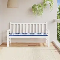 Merkloos Sitzkissen für Gartenbank, blau-weiß gestreift, 150 x 50 x 7 cm