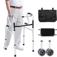 Merkloos Faltbarer Rollator mit 2 Schwenkrädern und rutschfesten Handgriffen