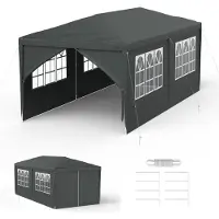 Merkloos Wasserdichter Gartenpavillon mit 6 Seitenwänden, 3 x 6 Meter