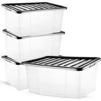 Merkloos Transparente Aufbewahrungsboxen mit Deckel, Set bestehend aus 5 Stück à 50 Liter