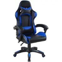 Merkloos Gaming-Bürostuhl mit Kopfstütze – Ergonomisch, Schwarz/Blau