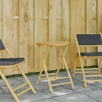 Merkloos Faltbarer Gartentisch aus Bambus, Durchmesser 55 cm, Höhe 75 cm