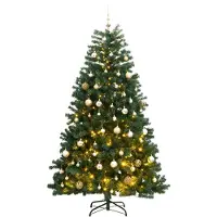 Syfax Künstlicher Weihnachtsbaum Klappbar 300 LEDs & Kugeln 240 cm