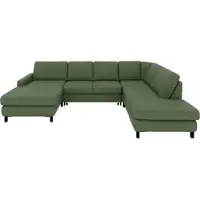 Set One By Musterring Ecksofa "MR365", grün (oliv), B:313cm H:84cm T:219cm, 95% Polyester, 5% Nylon, Sofas, Ecksofa, Mit flacher 15 cm Armlehne, wahlweise Funktion/Material, 313 x 219 cm