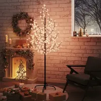The Living Store LED-Baum mit Kirschblüten Warmweiß 200 LEDs 180 cm