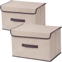 Merkloos Aufbewahrungsboxen, 2 Stück - Faltbar - Mit Deckel - Schrankorganizer - Raumorganisation - 36 x 23 x 24 cm - Stoff - Aufbewahrungsbehälter