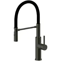VBChome Küchenarmatur Schwarz mit flexiblem Auslauf 360° schwenkbar Einhebelmischer mit Keramikkartusche moderne Spültischarmatur Höhe 465 mm