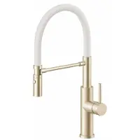 VBChome Küchenarmatur Champagnergold - Weiß mit flexiblem Auslauf 360° schwenkbar Einhebelmischer mit Keramikkartusche moderne Spültischarmatur