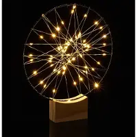 Dripio LED Dekoring Ø 25 cm, silber, mit Holzfuß, batteriebetrieben
