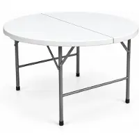 Ambitent Runder Klapptisch Ø 122 cm – weiße HDPE-Platte, Stahlgestell, Tragkraft 200 kg, für 6–8 Personen