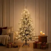 Syfax Künstlicher klappbarer Weihnachtsbaum 180 cm 300 LEDs