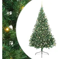 vidaXL Künstlicher vorbeleuchteter Weihnachtsbaum Grün 180 cm PVC