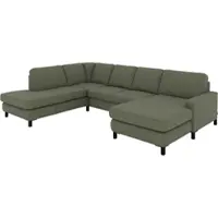 Set One By Musterring Ecksofa "MR365", grün (turtle), B:313cm H:84cm T:219cm, 100% Polyester, Sofas, Ecksofa, Mit flacher 15 cm Armlehne, wahlweise Funktion/Material, 313 x 219 cm