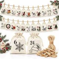 Merkloos Adventskalender zum Befüllen, 24 Stoffbeutel