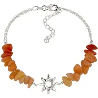 Elli Armkette "Armband Sonne Aventurin Braun 925 Sterling Silber" Gr. 16, silber, Armbänder, Damen, Silber 925 (Sterlingsilber), Armkette