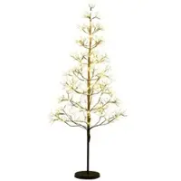 Costway LED Lichterbaum 120cm, Birkenbaum mit 800 warmweißen LEDs & Zemenständer, künstlicher Weihnachtsbaum, Tannenbaum, Christbaum, Schwarze Basis
