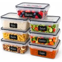 Relaxdays Frischhaltedosen, 7er Set, 840 ml, Kunststoff, luftdichte Klickdeckel, mikrowellengeeignet, transparent