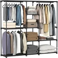 OEM Kleiderschrank mit Kleiderstangen, Metallrahmen, 182x43x182 cm