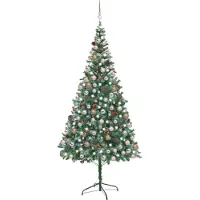 Syfax Künstlicher Weihnachtsbaum mit Beleuchtung Kugeln Zapfen 210 cm
