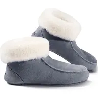 Fellhof Hüttenpatschen Uni Hüttenschuhe mit Lammfellfutter Blaugrau, 3101-2 - Gr. 41