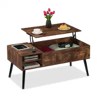 OEM Ausklappbarer Couchtisch, 46x100x50 cm, mit Stauraum, industriell, braun