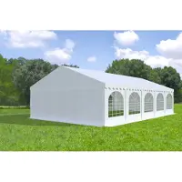 Ambitent Partyzelt 6x10 m MAX – PVC-Plane 550 g/m², flammhemmend, Stahlrohre Ø50 mm, Bodenrahmen + Verstrebungen, bis 120 Personen - Weiß