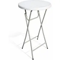 Ambitent Klappbarer Stehtisch Ø 60 cm, Höhe 110 cm – weiße HDPE-Platte, Stahlgestell