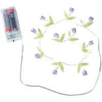 Dripio LED-Blumen-Lichterkette, 10 warmweiße LEDs, 75 cm, Timer, lila