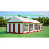 Ambitent Ersatzdach für Partyzelt 4x10 m – PVC 500 g/m², Seitenhöhe 2 m, ohne Gestell - Rot-Weiß