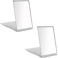 Merkloos Taschenspiegel Reisespiegel Kosmetikspiegel - 8,5 x 5 cm - Aluminium - 2 Stück - Für Reise und Handtasche
