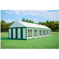 Ambitent Partyzelt 4x12 m STANDARD – PVC-Plane 500 g/m², flammhemmend, verzinkte Stahlrohre Ø38 mm, bis 110 Personen - Grün-Weiß