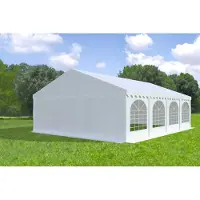 Ambitent Partyzelt 6x8 m MAX – PVC-Plane 550 g/m², flammhemmend, Stahlrohre Ø50 mm, Bodenrahmen + Verstrebungen, bis 96 Personen - Weiß