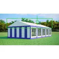 Ambitent Ersatzdach für Partyzelt 5x10 m – PVC 500 g/m², Seitenhöhe 2 m, ohne Gestell - Blau-Weiß