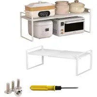 Merkloos Ausziehbares Küchenregal-Organizersystem – Weiß, 35-65 x 27 x 25 cm